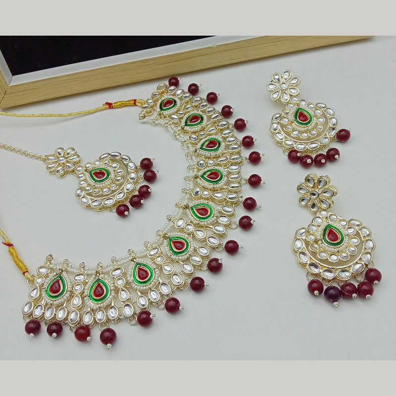 SP Jewellery Gold Plated Kundan Stone Necklace Set