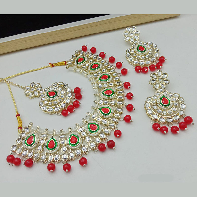 SP Jewellery Gold Plated Kundan Stone Necklace Set