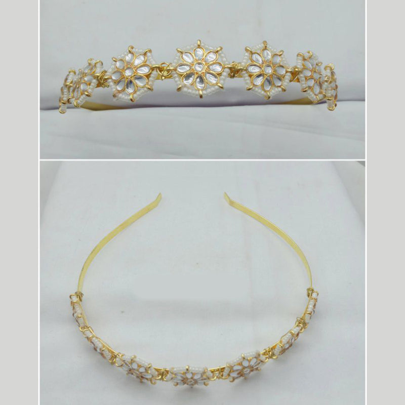 SP Jewellery Gold Plated Kundan And Pearl Hair Band