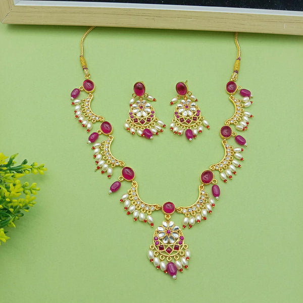 SP Jewellery Gold Plated Kundan Stone Necklace Set