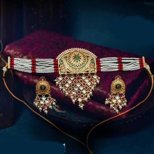 SP Jewellery Meenakari & Kundan Stone Choker Necklace Set