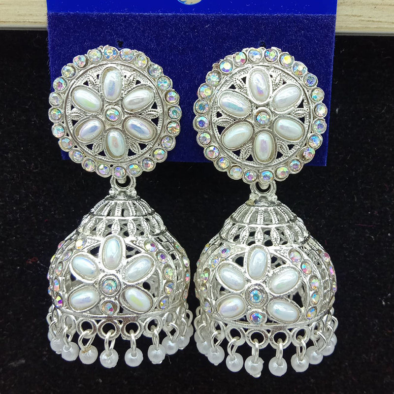 SP Jewellery Oxidised Plated Austrian Stone Jhumki Earrings