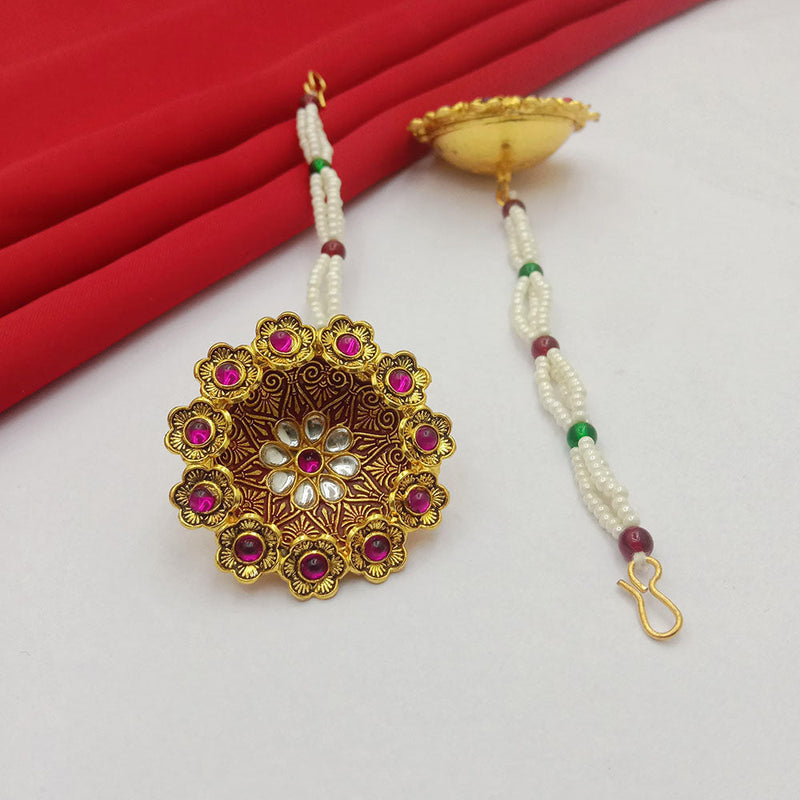 SP Jewellery Gold Plated Pota Stone Borla Mangtikka