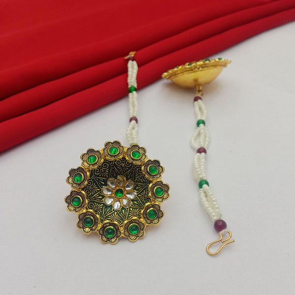 SP Jewellery Gold Plated Pota Stone Borla Mangtikka