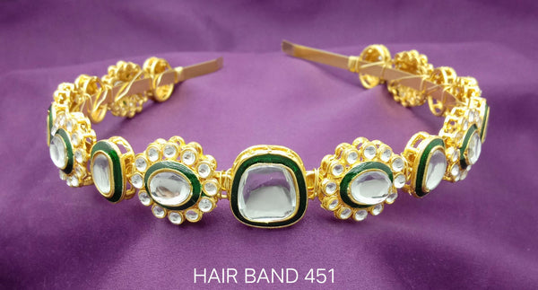 SP Jewellery Gold Plated  Kundan Stone Hair Band