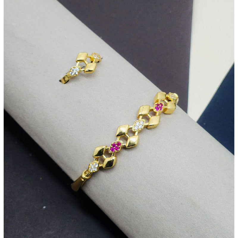 SP Jewellery Gold Plated Austrian Stone Bracelet With Rings Combo