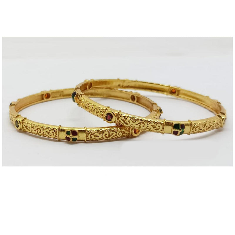 SP Jewellery Gold Plated Pota Stone Bangle Set