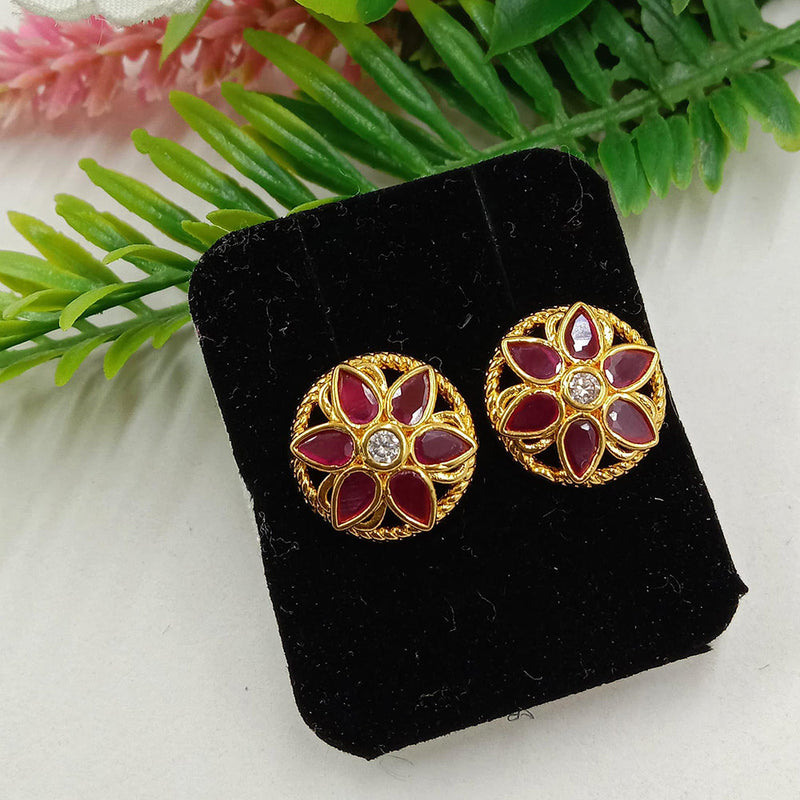 SP Jewellery Gold Plated Crystal Stone Studs Earrings