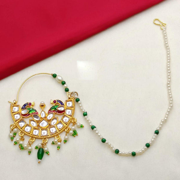 SP Jewellery Gold Plated Kundan Stone And Meenakari Nose Ring