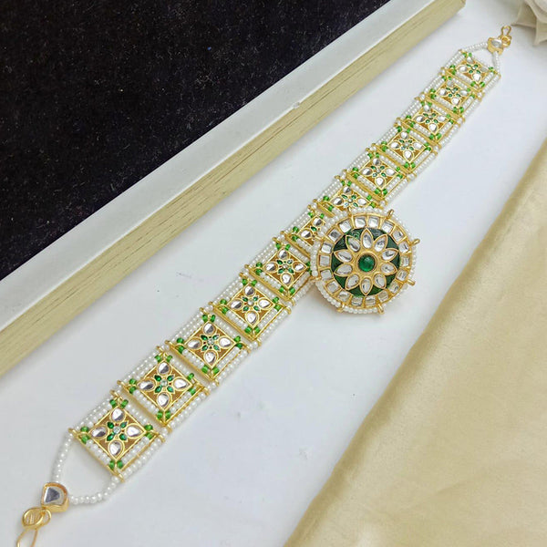 SP Jewellery Gold Plated Kundan Stone And Pearls Meenakari Sheeshphool