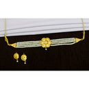 Mahavir Gold Plated Flower Design Pearl Choker Necklace Set