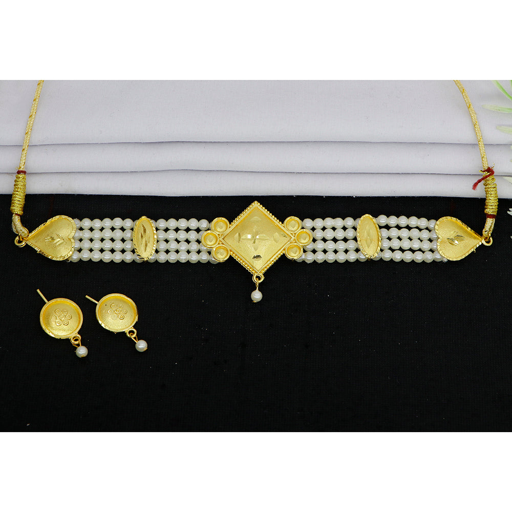 Mahavir Gold Plated Pearl Choker Necklace Set (Pack of 12)