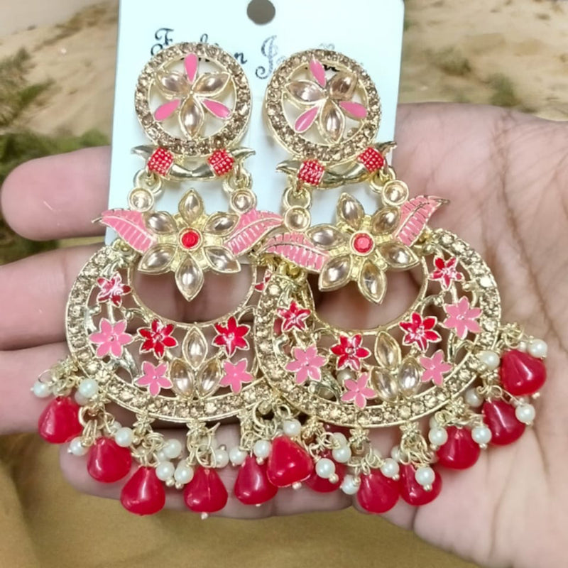 Wearhouse Fashion Gold Plated Crystal Stone And Meenakari Dangler Earrings