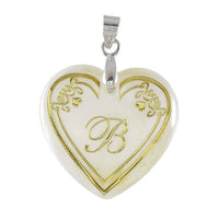 Urthn Alphabet B" Heart Shaped Shell Pendant