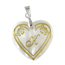 Urthn Alphabet K" Heart Shaped Shell Pendant