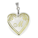 Urthn Alphabet M" Heart Shaped Shell Pendant