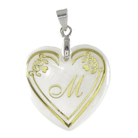 Urthn Alphabet M" Heart Shaped Shell Pendant