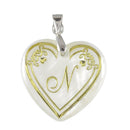 Urthn Alphabet N" Heart Shaped Shell Pendant