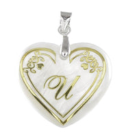 Urthn U Alphabet Silver Plated Heart Shape Pendant