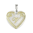 Urthn Alphabet V" Heart Shaped Shell Pendant