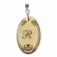 Urthn R Alphabet Oval Shaped Shell Pendant
