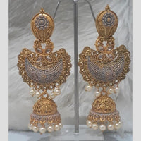 Infinity Jewels Gold Plated Crystal Stone And Meenakari Jhumki Earrings