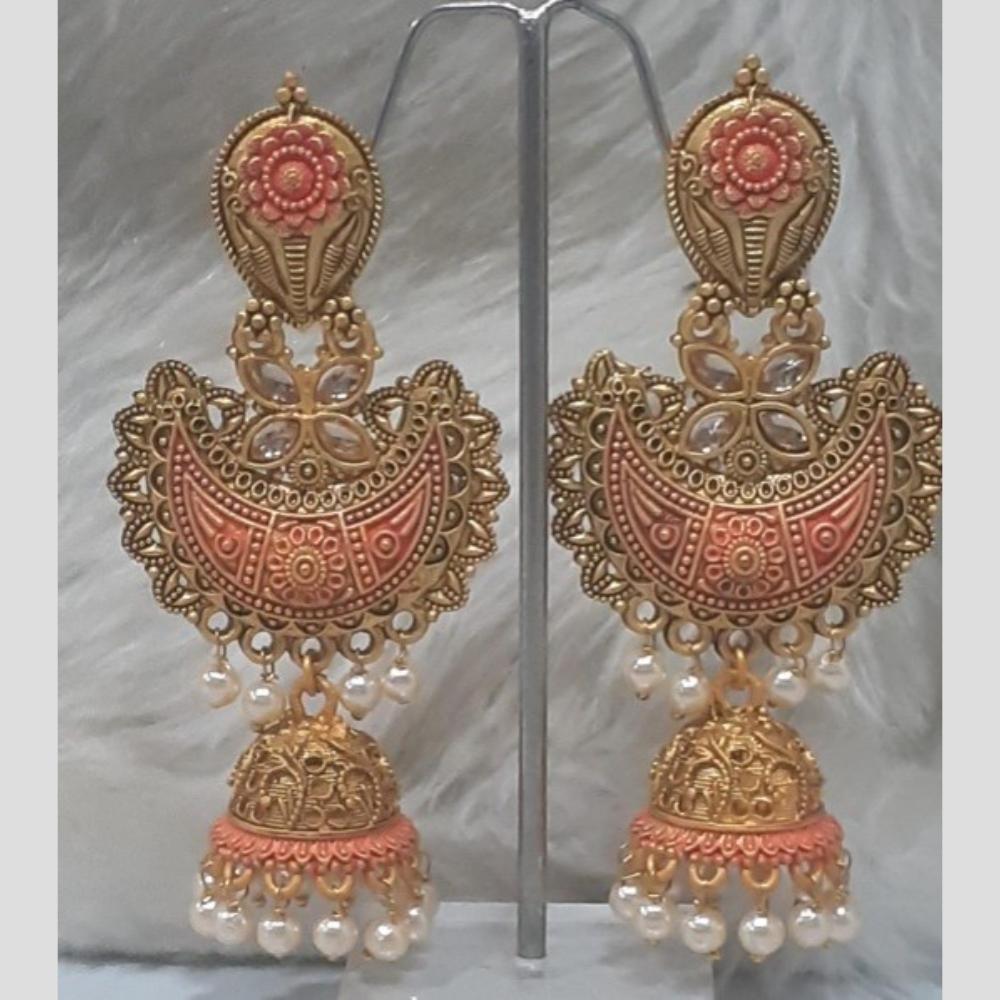 Infinity Jewels Gold Plated Crystal Stone And Meenakari Jhumki Earrings