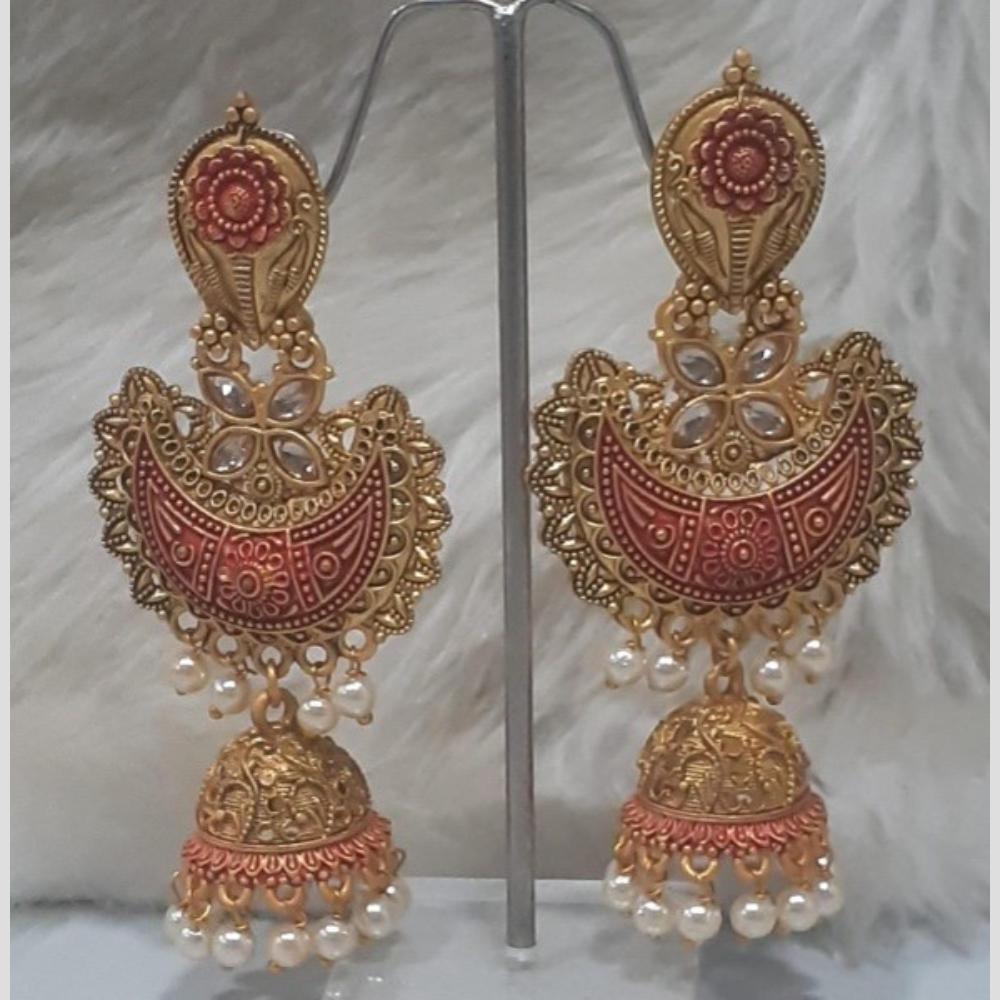 Infinity Jewels Gold Plated Crystal Stone And Meenakari Jhumki Earrings