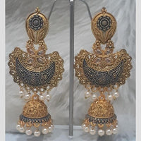 Infinity Jewels Gold Plated Crystal Stone And Meenakari Jhumki Earrings