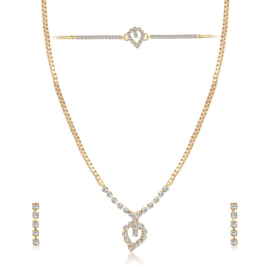 Urthn Austrian Stone Gold Plated Necklace Set With Bracelet (Pack Of 6)