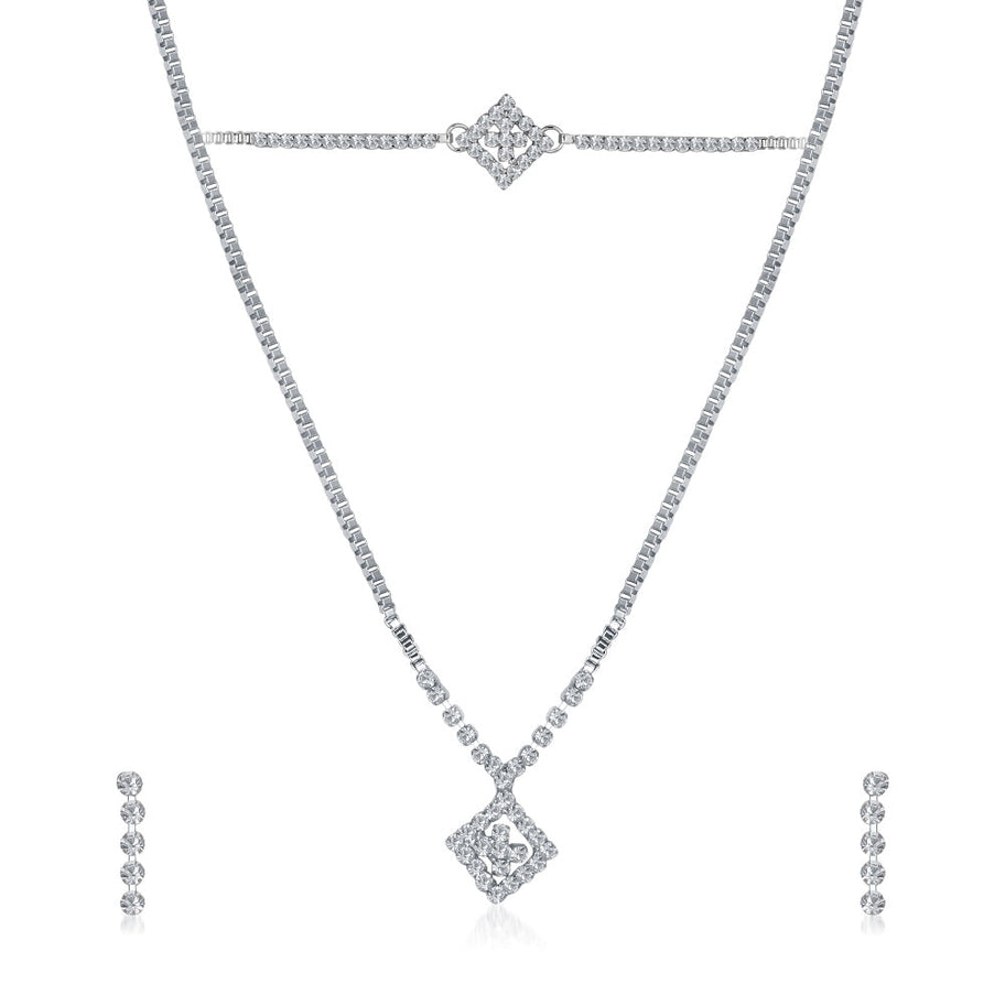 Urthn Silver Plated Necklace Set With Bracelet (Pack Of 6)