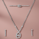 Urthn Silver Plated Necklace Set With Bracelet (Pack Of 6)