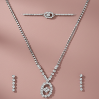 Urthn Silver Plated Necklace Set With Bracelet (Pack Of 6)