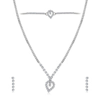 Urthn Austrian Stone Silver Plated Necklaces Set (Pack Of 6)