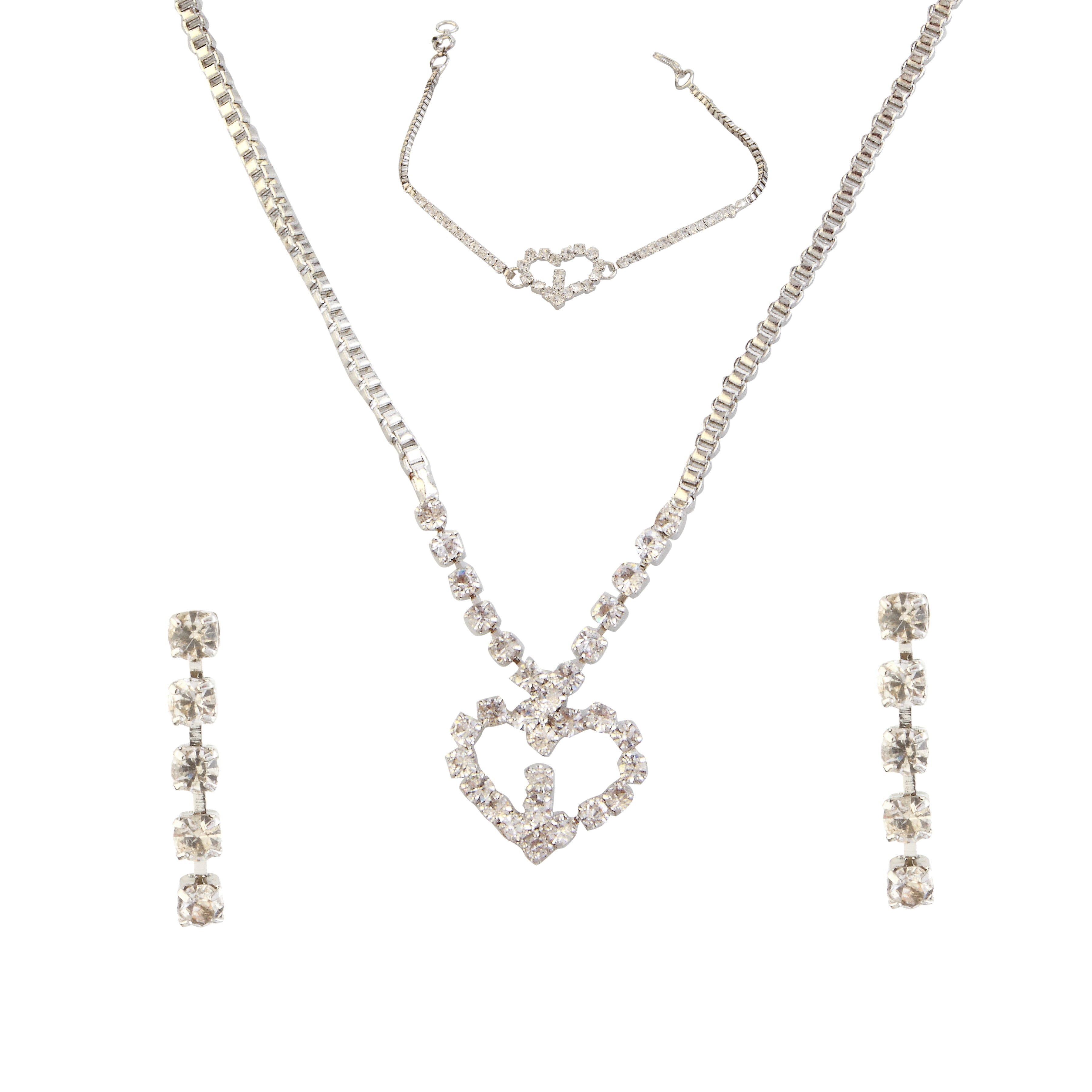 Urthn Silver Plated Necklace Set With Bracelet (Pack Of 6)