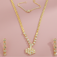 Urthn Gold Plated Stone Necklaces Set with Bracelet (Pack Of 6)