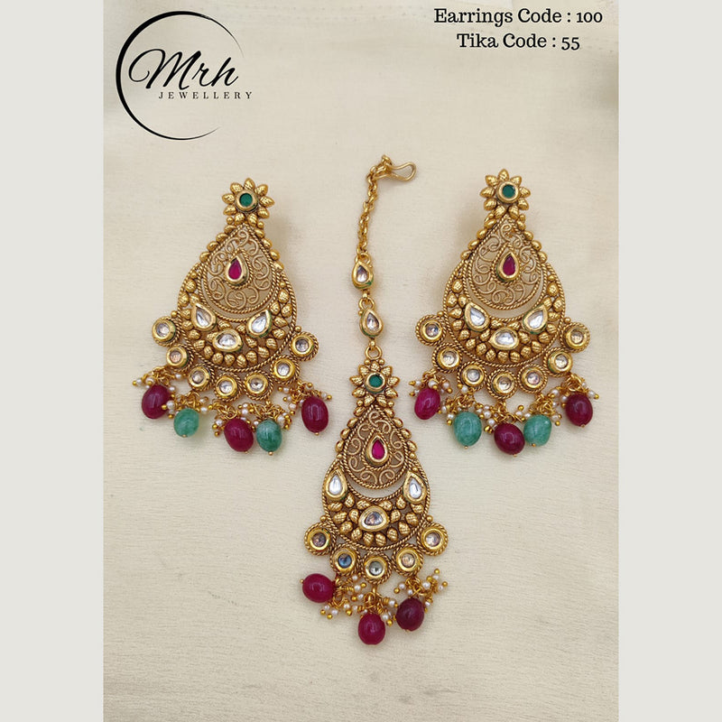 Jewel Addiction Copper Gold Plated Earrings With Mangtikka