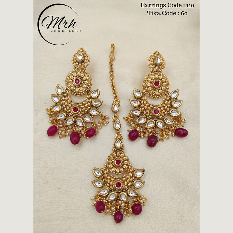 Jewel Addiction Copper Gold Plated Earrings With Mangtikka