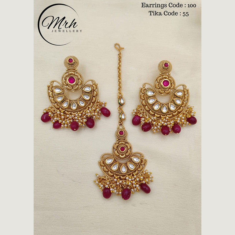 Jewel Addiction Copper Gold Plated Earrings With Mangtikka