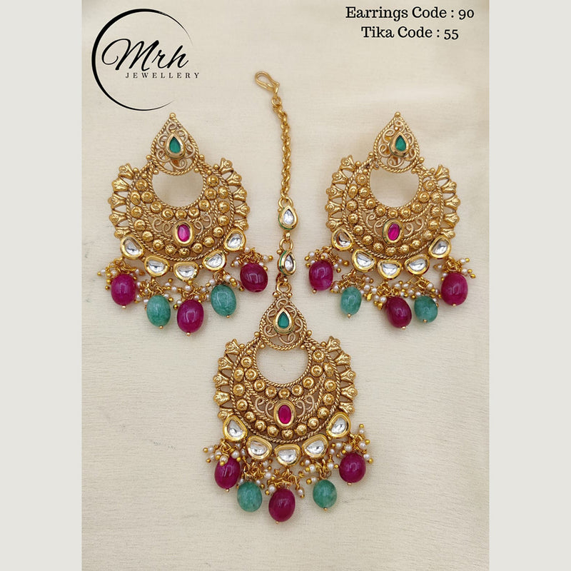 Jewel Addiction Copper Gold Plated Earrings With Mangtikka