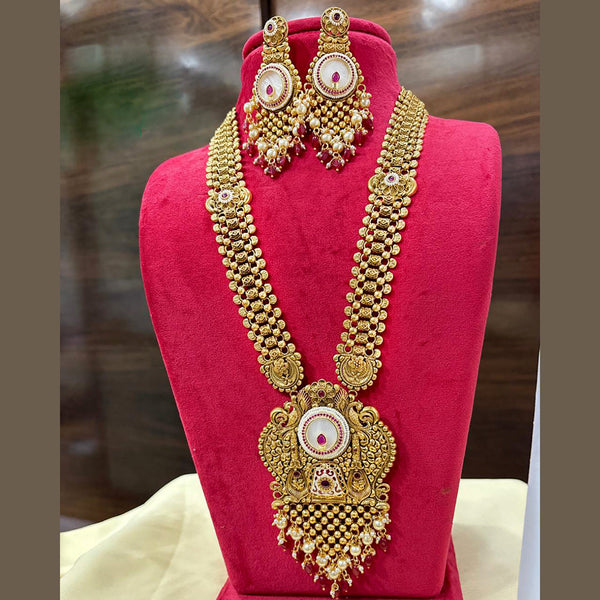 Jewel Addiction Gold Plated Pota Stone Long Necklace Set