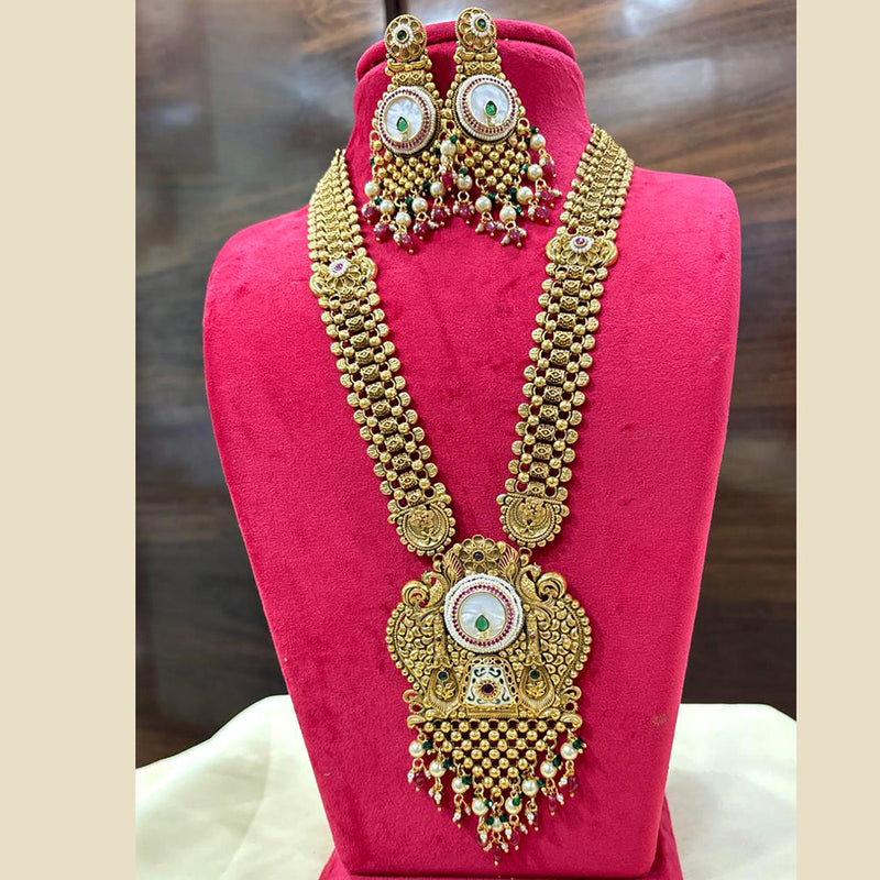 Jewel Addiction Gold Plated Pota Stone Long Necklace Set