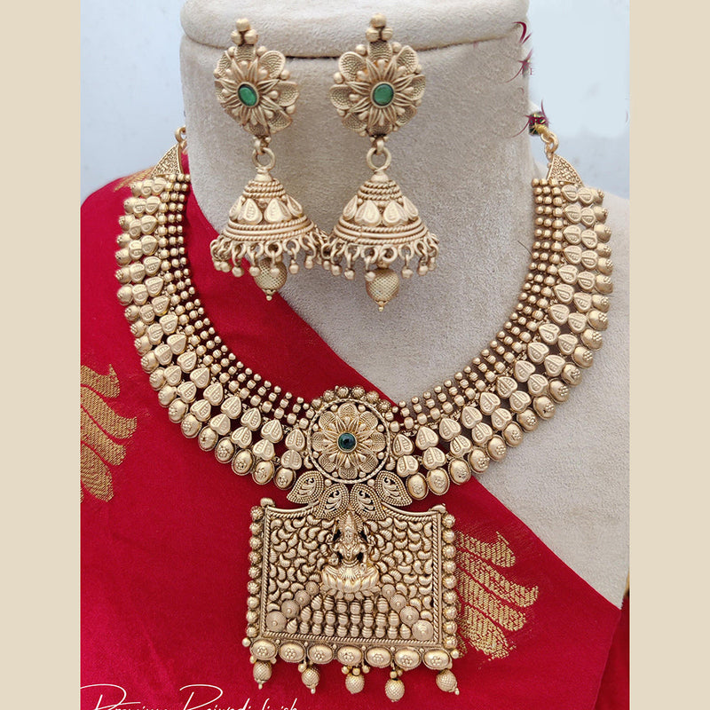 Jewel Addiction Copper Rajwadi Finish Pota Stone Necklace Set