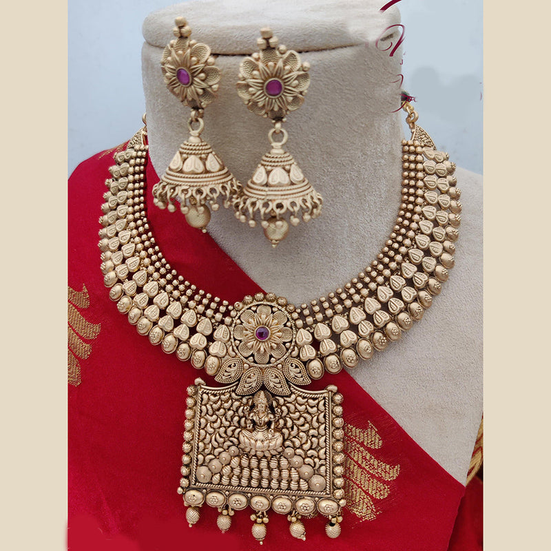 Jewel Addiction Copper Rajwadi Finish Pota Stone Necklace Set