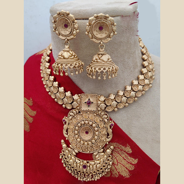 Jewel Addiction Copper Rajwadi Finish Pota Stone Necklace Set
