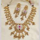 Jewel Addiction Copper Rajwadi Finish Pota Stone Necklace Set