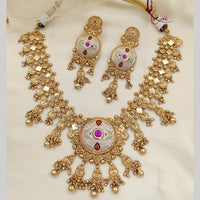 Jewel Addiction Copper Rajwadi Finish Pota Stone Necklace Set