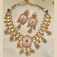 Jewel Addiction Copper Rajwadi Finish Pota Stone Necklace Set
