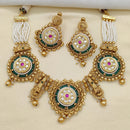 Jewel Addiction Copper Rajwadi Finish Pota Stone Necklace Set