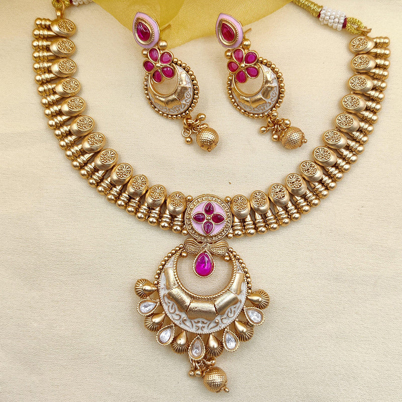 Jewel Addiction Copper Rajwadi Finish Pota Stone Necklace Set